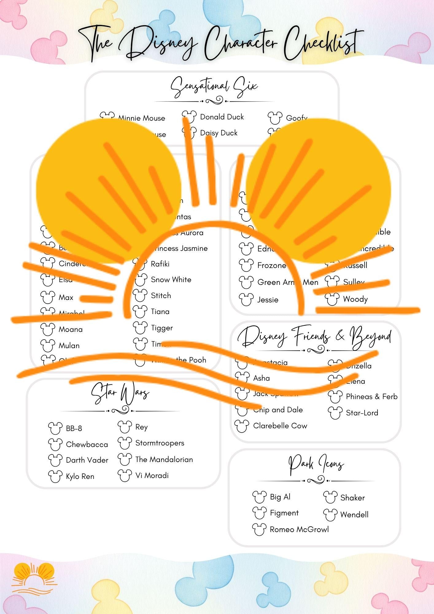 Disney World Characters: Meet and Dine Checklist, Disney Trip Planner, Meet and Greet, Character Dining Info PDF, Digital Download