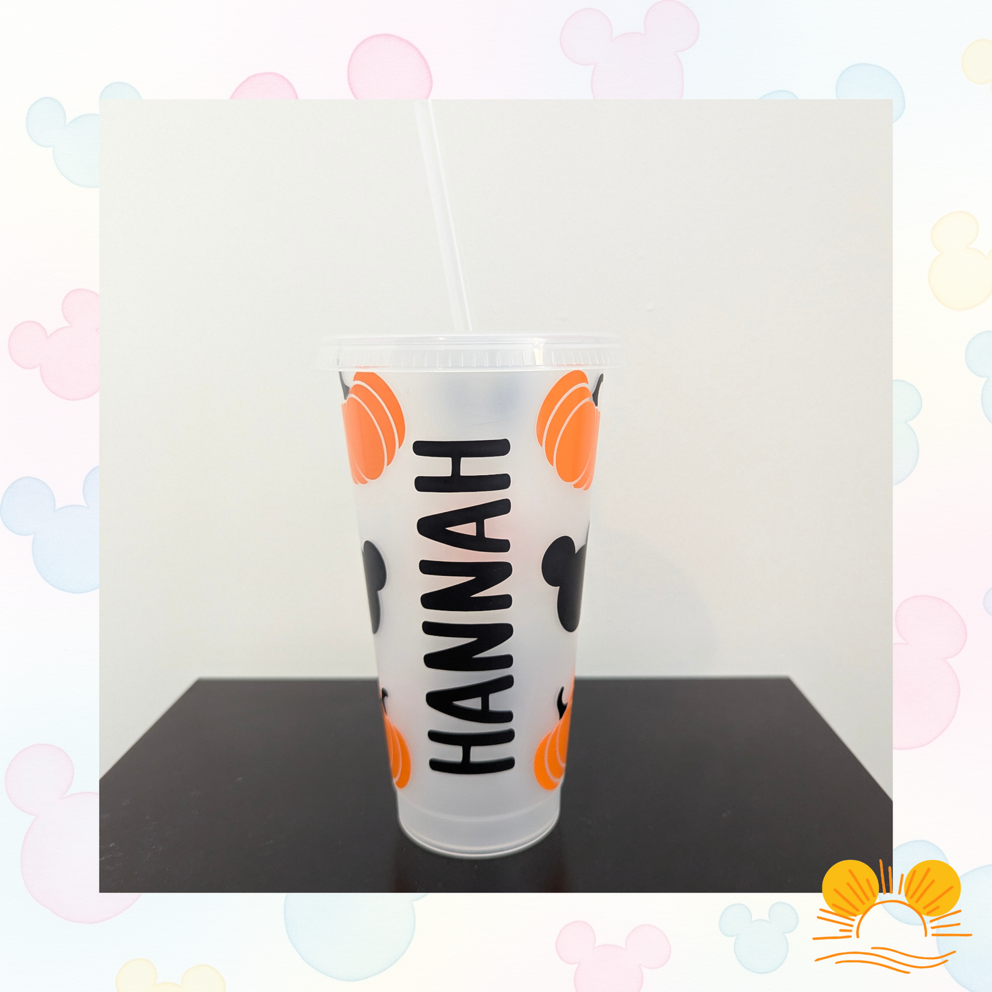 Personalised Halloween Mickey Pumpkin Cold Cup | Spooky Disney Inspired Tumbler | Reusable Venti Cup with Straw