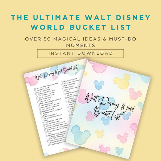 Walt Disney World Bucket List Printable | Disney Trip Planner Checklist | WDW Digital Download