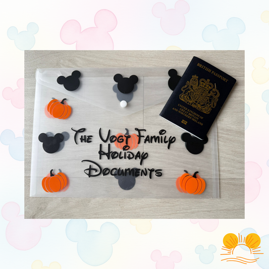 Personalised Halloween Travel Document Holder | Spooky Trip Organiser | Custom Autumn/Fall Holiday Wallet | Disney Boo To You Planner