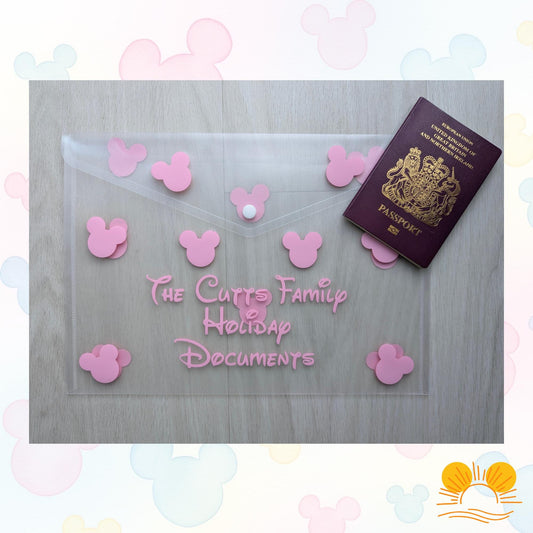 Personalised Disney World Document Holder|Family Florida Travel Wallet|Disneyland Custom Holiday Planner|Magical Trip Organiser|USA Travel