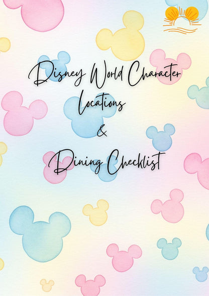 Disney World Characters: Meet and Dine Checklist, Disney Trip Planner, Meet and Greet, Character Dining Info PDF, Digital Download